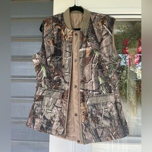SHE Outdoor Vest Jacket Womens L Realtree Camo Reversible Camouflage Hunting